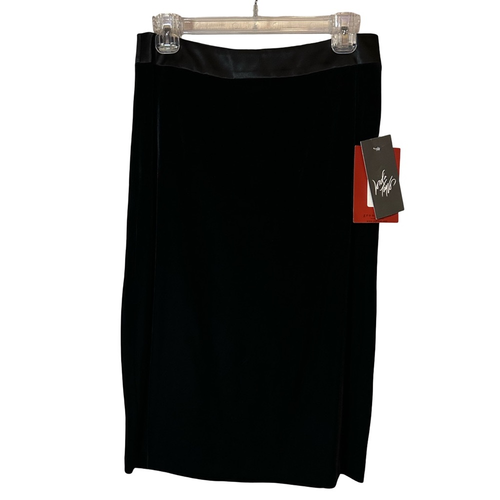 BRAND NEW! Lord & Taylor Black Velvet Taffeta Wrap Jacket Matching Velvet Skirt - Picture 3 of 4